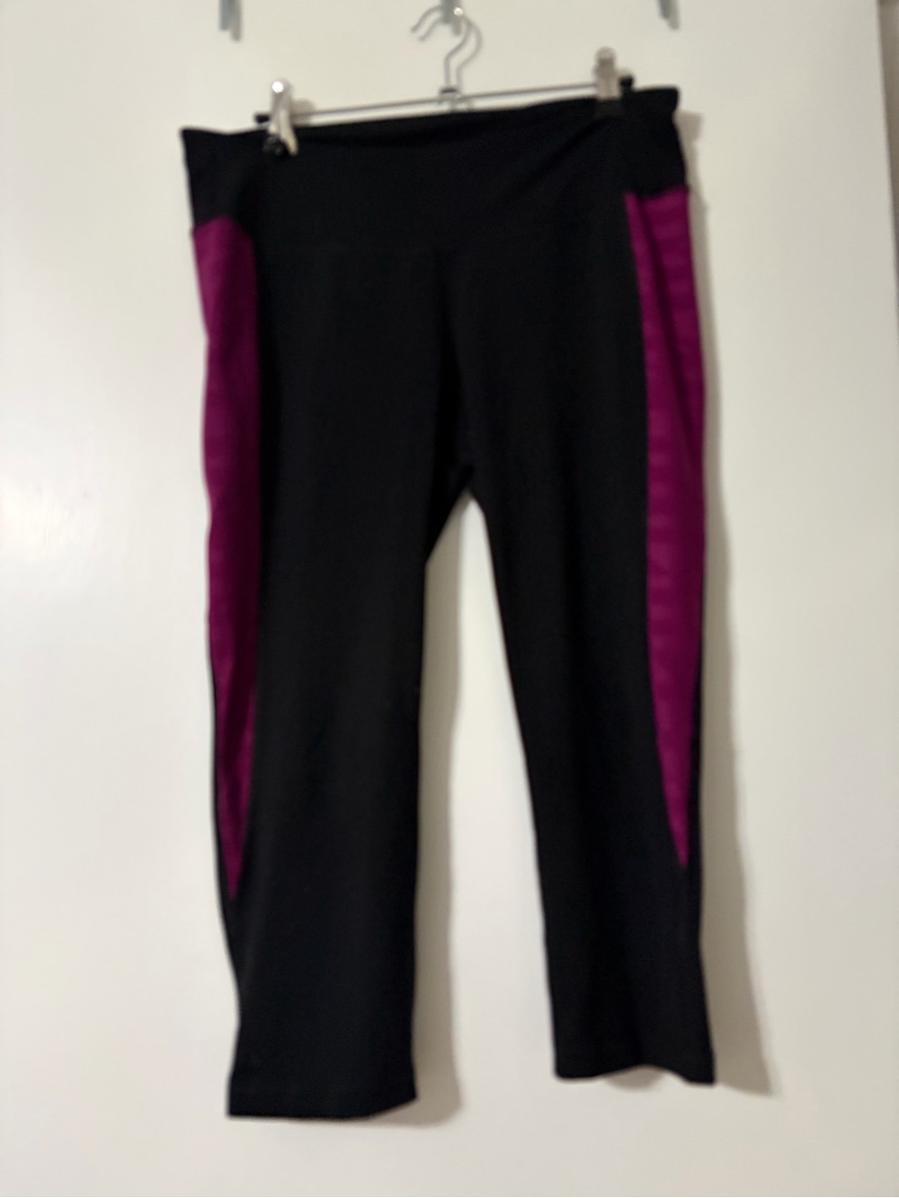 Women’s Black Leggings with Purple Side Panels